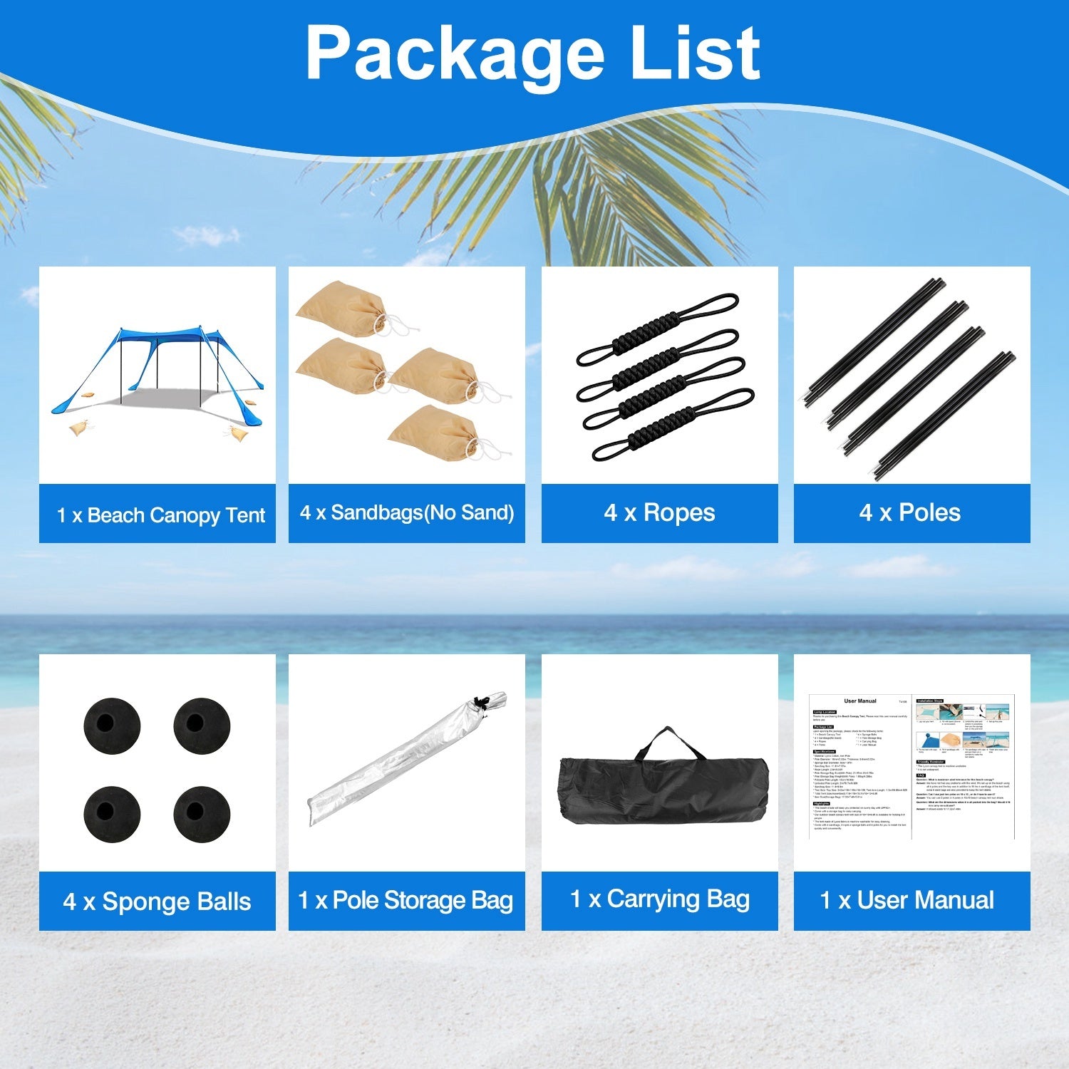 Oaken Sky Shores 10x10x6.6ft Beach Tent for 5-8 People
Spacious 10x10x6.6ft beach tent with UPF50+ protection. Includes sandbags, foldable poles, and carry bag. Perfect for camping, fishing, or picnics.