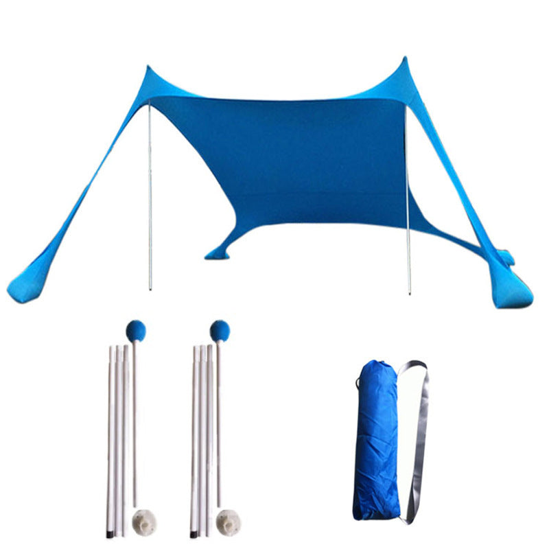 Oaken Sky Shores offers the Lycra Sky Shade Beach Tent: a lightweight, portable awning for ultimate sun protection. Easy to set up, it provides ample shade for beach days, camping, or any outdoor activity.