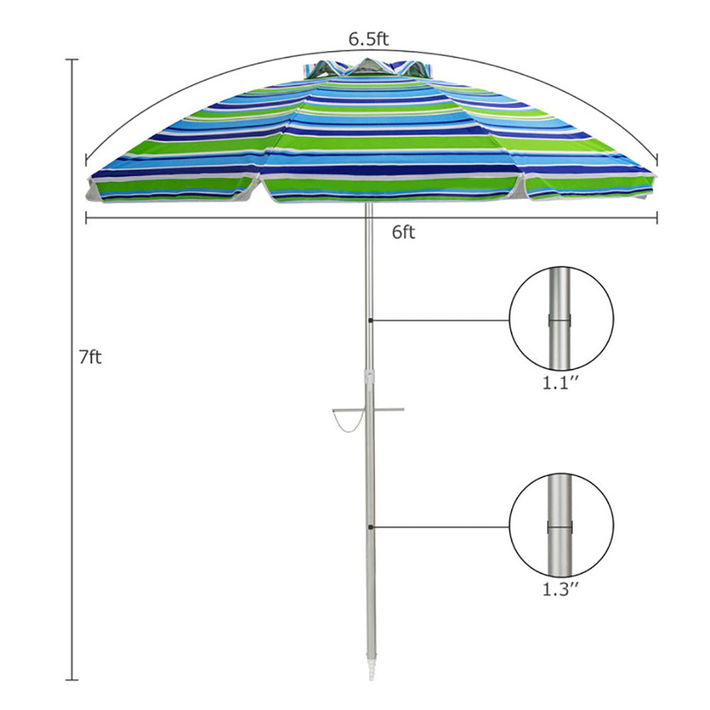 Oaken Sky Shores 6.5' Beach Umbrella with Carry Bag
Portable 6.5' beach umbrella with UV-resistant canopy and carry bag. Easy to set up for beach trips, no weight base included.