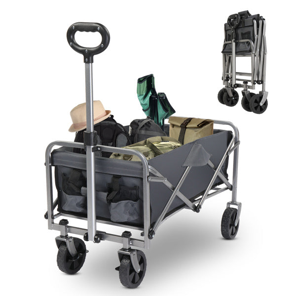 Oaken Sky Shores Silver Frame Beach CartPerfect for beach trips, this Oaken Sky Shores cart has a silver steel frame, waterproof Oxford cloth, and 220-lb capacity. All-terrain wheels glide over sand. Folds for easy storage.