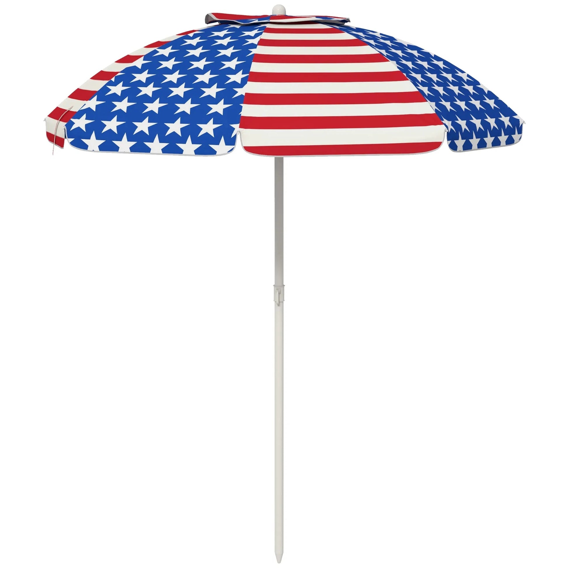 Oaken Sky Shores 5.7' American Flag Beach Umbrella
Portable 5.7' umbrella with tilt, vent, and flounce. UV-resistant American Flag pattern. Easy to carry for beach trips.