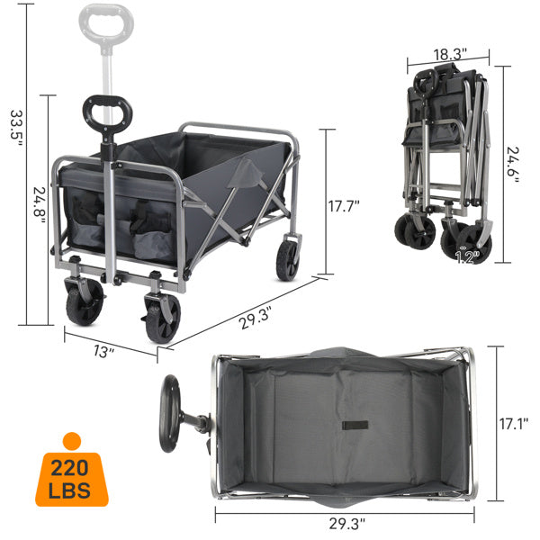 Oaken Sky Shores Silver Frame Beach CartPerfect for beach trips, this Oaken Sky Shores cart has a silver steel frame, waterproof Oxford cloth, and 220-lb capacity. All-terrain wheels glide over sand. Folds for easy storage.