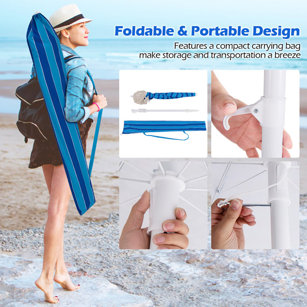 Oaken Sky Shores 6.5' Fringed Beach Umbrella
Portable 6.5' beach umbrella with UV-resistant canopy, tassel fringe, and push-button tilt. Easy to set up for beach trips, includes carry bag.