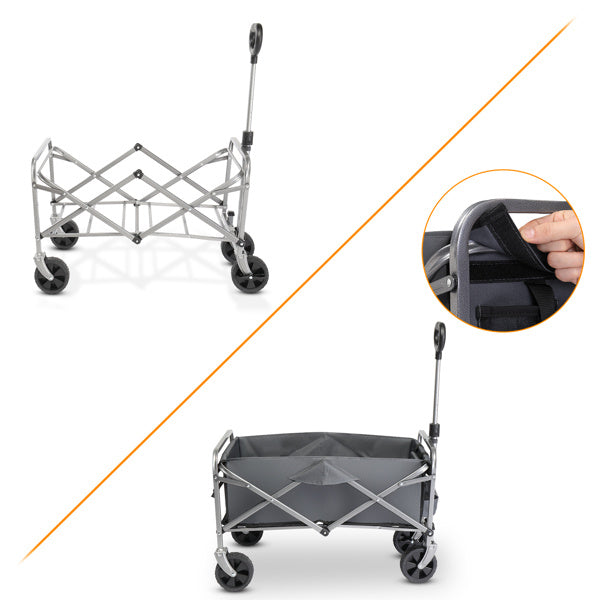 Oaken Sky Shores Silver Frame Beach CartPerfect for beach trips, this Oaken Sky Shores cart has a silver steel frame, waterproof Oxford cloth, and 220-lb capacity. All-terrain wheels glide over sand. Folds for easy storage.