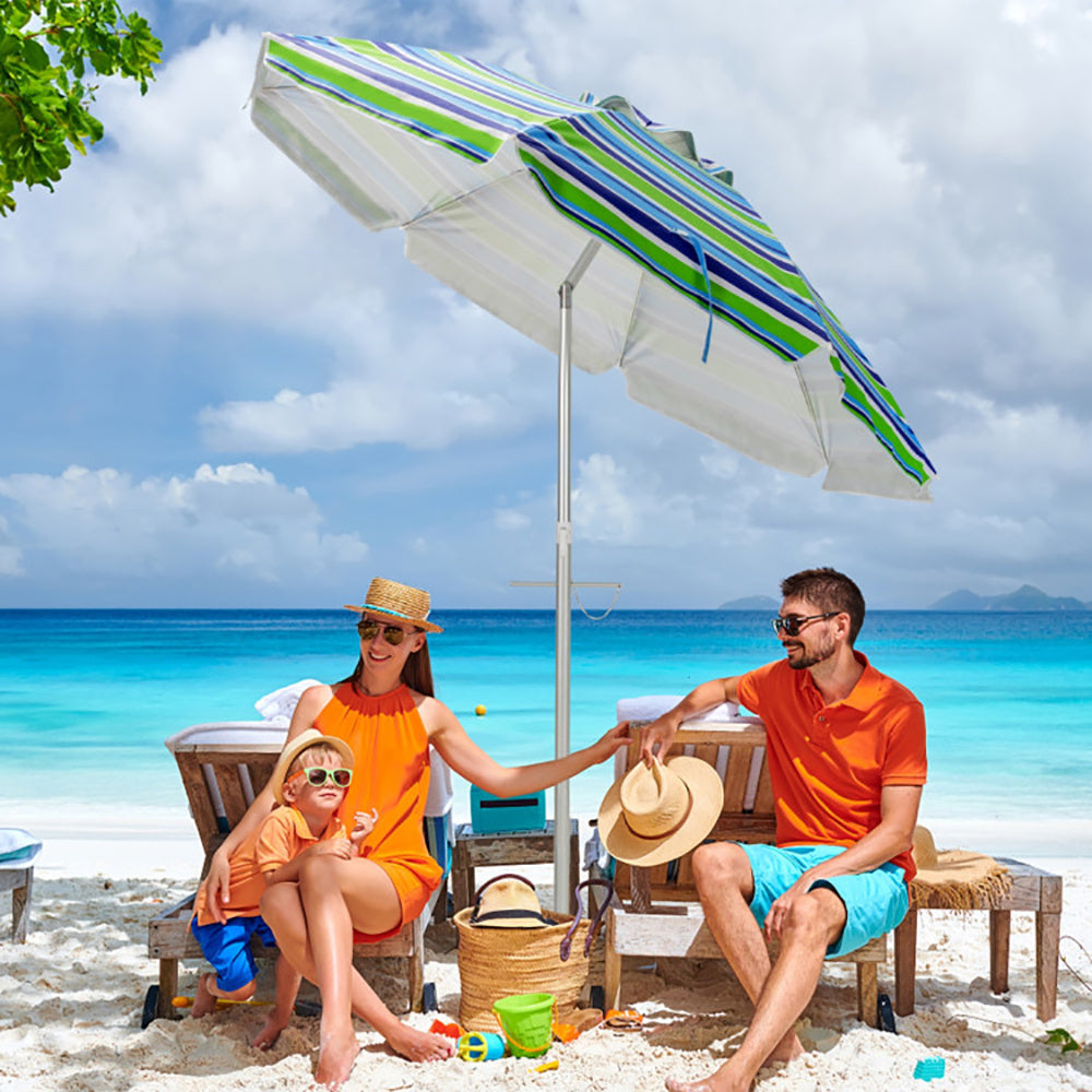 Oaken Sky Shores 6.5' Beach Umbrella with Carry Bag
Portable 6.5' beach umbrella with UV-resistant canopy and carry bag. Easy to set up for beach trips, no weight base included.