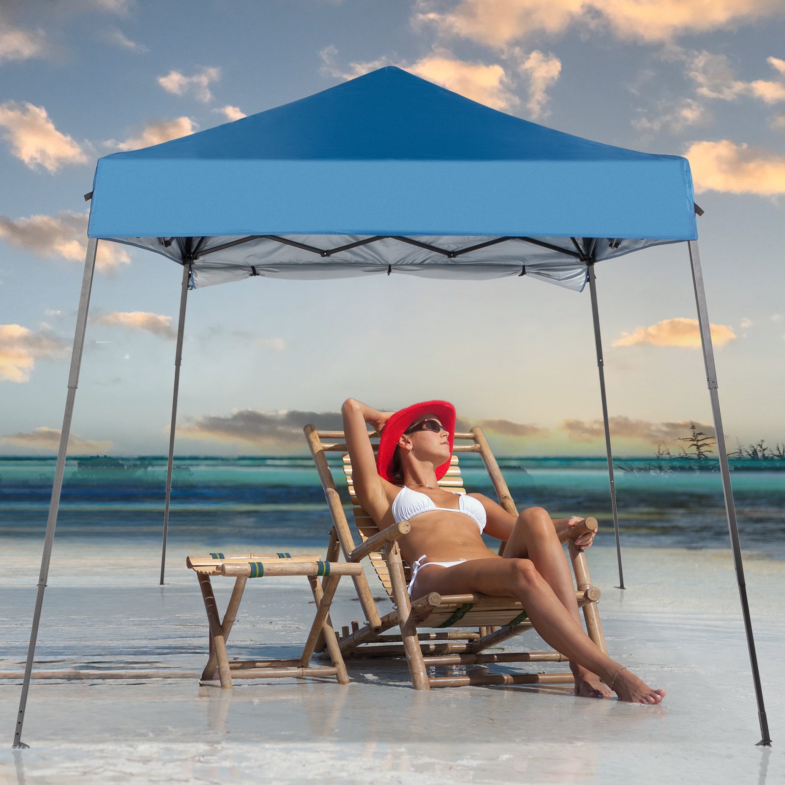 Oaken Sky Shores 6x6ft Sky Blue Folding Beach Tent
This 6x6ft sky blue beach tent with diagonal band and one-sided cloth offers UV-resistant, waterproof shade. Easy to set up and fold, ideal for Oaken Sky Shores beachgoers.