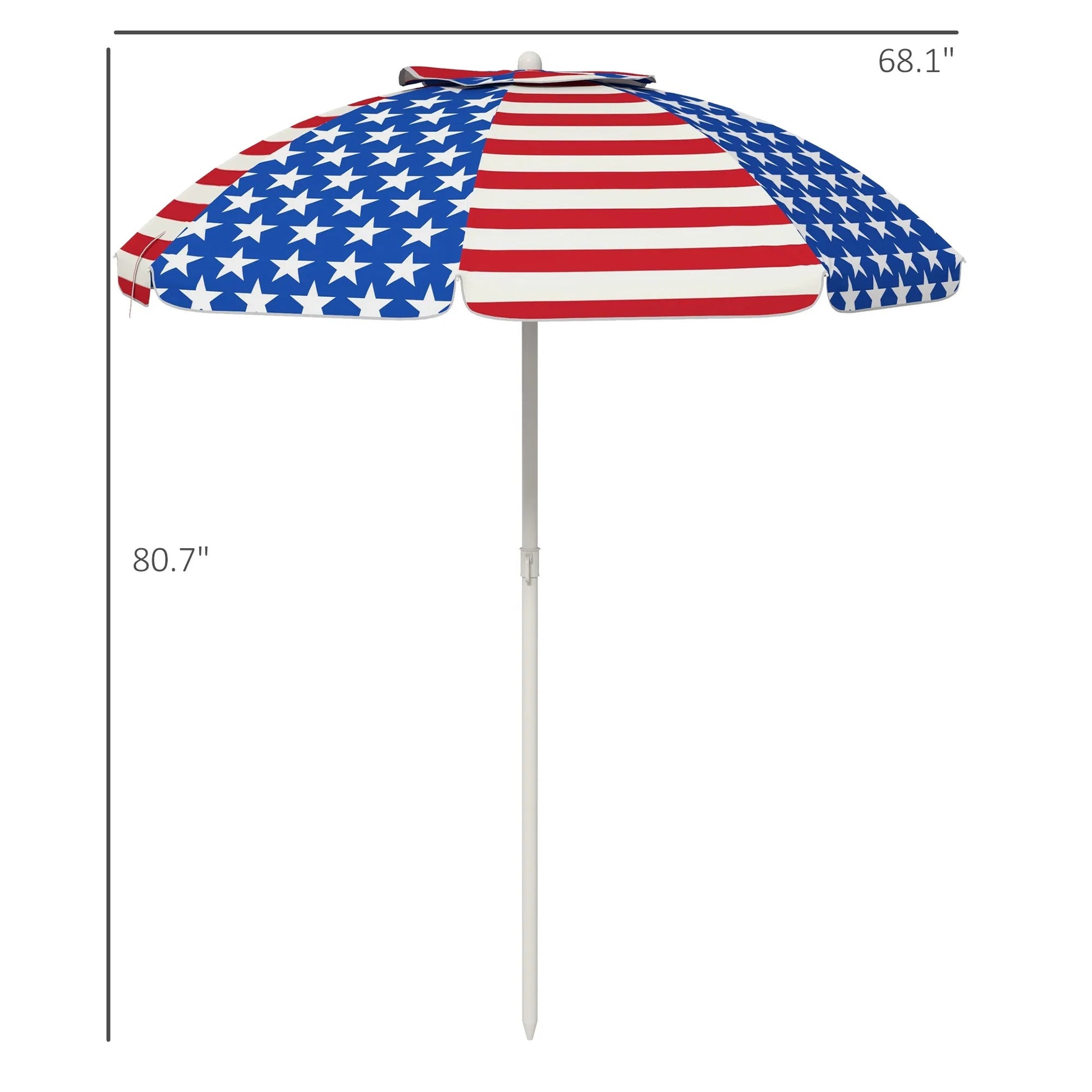 Oaken Sky Shores 5.7' American Flag Beach Umbrella
Portable 5.7' umbrella with tilt, vent, and flounce. UV-resistant American Flag pattern. Easy to carry for beach trips.